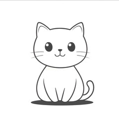 Illustration bold lines outline kitten simple cartoon cute flat vector graphics ip design