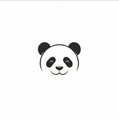 A minimalist logo design of a panda face using only black and white symmetrical and clean lines no background vectorstyle highly detailed yet simple professional desi