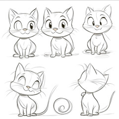 Obraz premium Create the different steps to learn how to draw a cat in a simple way for children