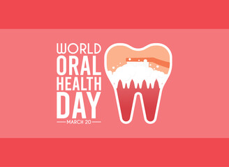 Vector illustration of world oral health day. Poster or banner. March 20. Flat design vector illustration.