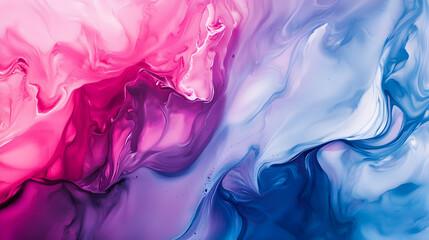Fototapeta premium Abstract fluid art showcasing vibrant pink and blue swirls blending beautifully