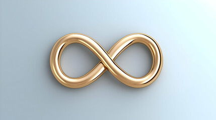 Golden infinity symbol on light grey background; endless possibilities concept