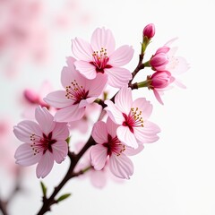 Naklejka premium A delicate, pink flower with five petals and a yellow center