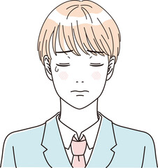 ビューティー　さわやかな制服の男子学生の上半身のイラストレーション