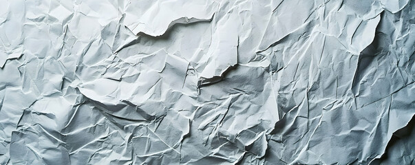 Crumpled white paper texture showcasing intricate folds and shadows