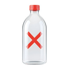 Obraz premium Transparent Glass Bottle with Red Cap on White Background