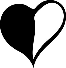 Naklejka premium black and white heart or leaf doodle art