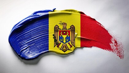 Moldovan Flag Painted with Texture on Canvas