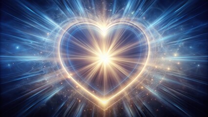 Fototapeta premium A heart shape made of glowing light radiates from a central point, surrounded by soft, ethereal energy that fills the air with an otherworldly aura , mystical atmosphere, divine heart