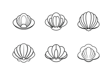 clams line art vector illustration