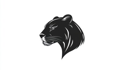 Black panther head profile, wildlife, nature, white background, logo design