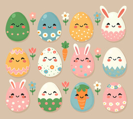 Kawaii Easter Egg Vector Set