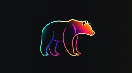 Fototapeta premium Colorful bear silhouette, dark background, nature art, website banner