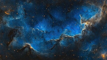 Obraz premium Stunning view of our galaxy vibrant blue hues, with swirling stars and cosmic dust creating a mesmerizing celestial scene. ID: f8b33c71-bf65-4042-9285-70e6dd10ca38