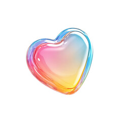 Colorful and Shiny Heart-Shaped Soap Bubble on Transparent Background