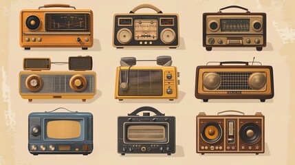 A collection of vintage radios.