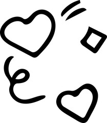 set of black and white hearts doodle art