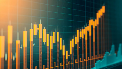 financial chart, stock market graph, candlestick pattern, blue background, digital display, trading data, investment analysis, economic indicators, price fluctuations, market trends, financial technol