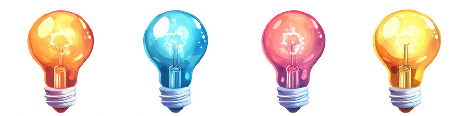 Realistic light bulbs set. Vector illustration on transparent or white background.