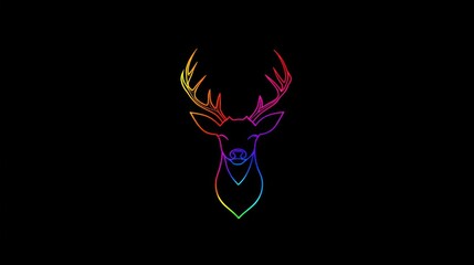 Rainbow Stag Head, Dark Background, Nature, Wallpaper