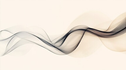 Obraz premium Elegant flowing grayscale curves softly dance across a warm background. AI Generated