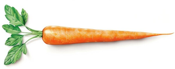 Fresh Orange Carrot with Green Leaves on White Background