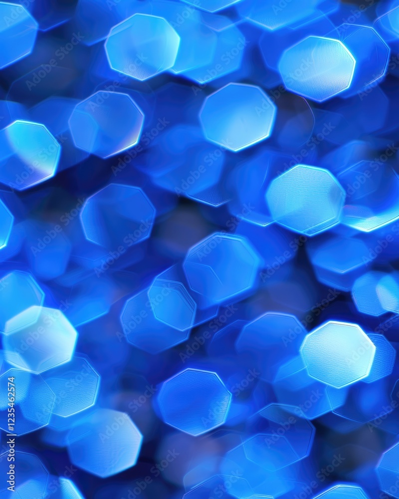 Poster blue hexagonal bokeh effect in a soft focus background