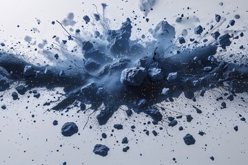 Midnight Silicate Dust Energy Splatter Effects on White Background
