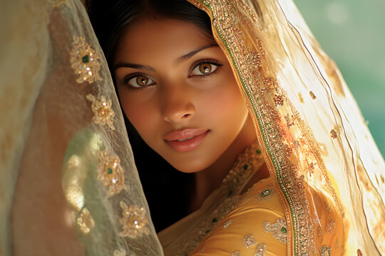 Portrait of Indian woman with sari