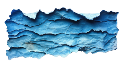Abstract Blue Torn Paper Texture:  A dramatically textured piece of torn blue paper, showcasing layers of depth and color, ideal for backgrounds or design elements.  