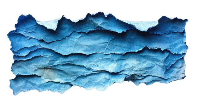 Abstract Blue Torn Paper Texture:  A dramatically textured piece of torn blue paper, showcasing layers of depth and color, ideal for backgrounds or design elements.  