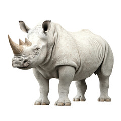 Fototapeta premium Realistic White Rhinoceros Standing on White Background