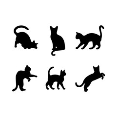 a group of cat vector silhouette.