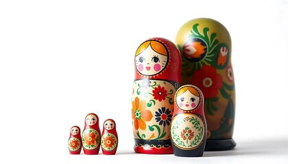 Colorful Russian Nesting Dolls Matryoshka Family Set