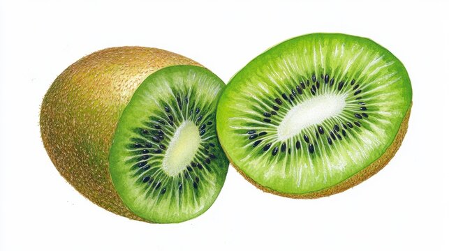 Fresh Kiwi Fruit With Vibrant Green Flesh and Brown Skin Slice
