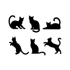 a group of cat vector silhouette.