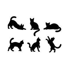 a group of cat vector silhouette.