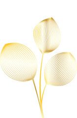 Golden Botanical Leaves Line Art