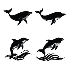 Obraz premium whale silhouettes set