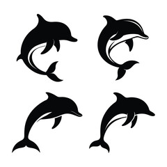 Naklejka premium dolphin silhouettes set