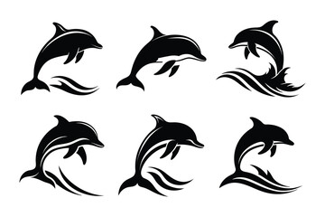 Naklejka premium dolphin silhouettes set