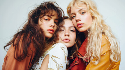 Obraz premium Models showcase diverse styles in creative group portrait photography