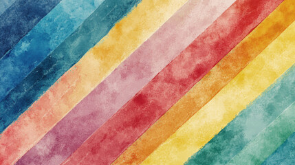 Dynamic diagonal watercolor brush strokes in a spectrum of bold, saturated hues, each stripe layered with a natural gradient effect