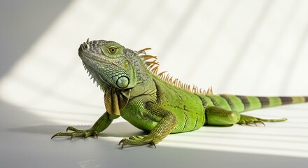 Obraz premium Green Iguana Reptile Portrait Close up Studio Shot on White Background