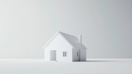 Minimalist white house model on white background. (1)