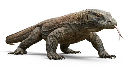 Obraz premium Komodo Dragon Reptile Closeup Powerful Indonesian Lizard Walking