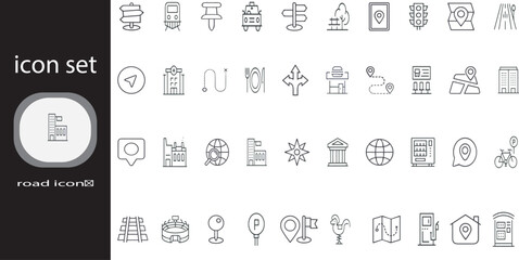 Ensemble de 50 icônes de ligne d'école de conduite