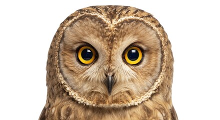 Obraz premium Majestic Long eared Owl Portrait Close up of Wild Bird with Bright Yellow Eyes