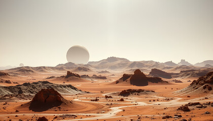 Martian landscape isolated on transparant bacground foto stock. Quaiet place