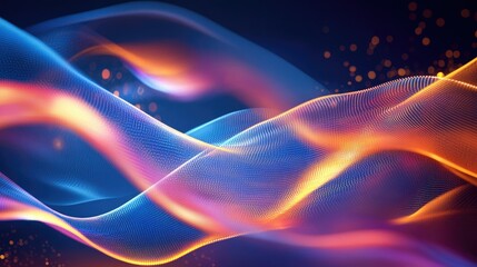 Fototapeta premium Futuristic abstract background featuring glowing neon elements and metallic textures in a dynamic, modern composition.